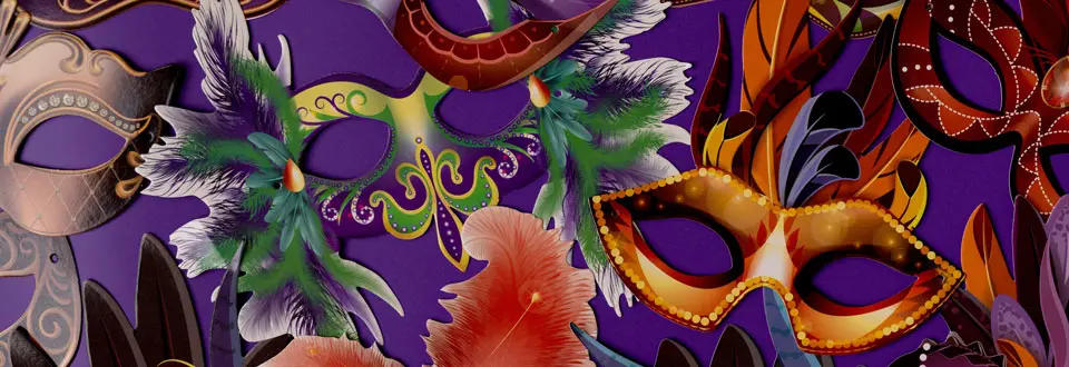 collage of mardi gras masks